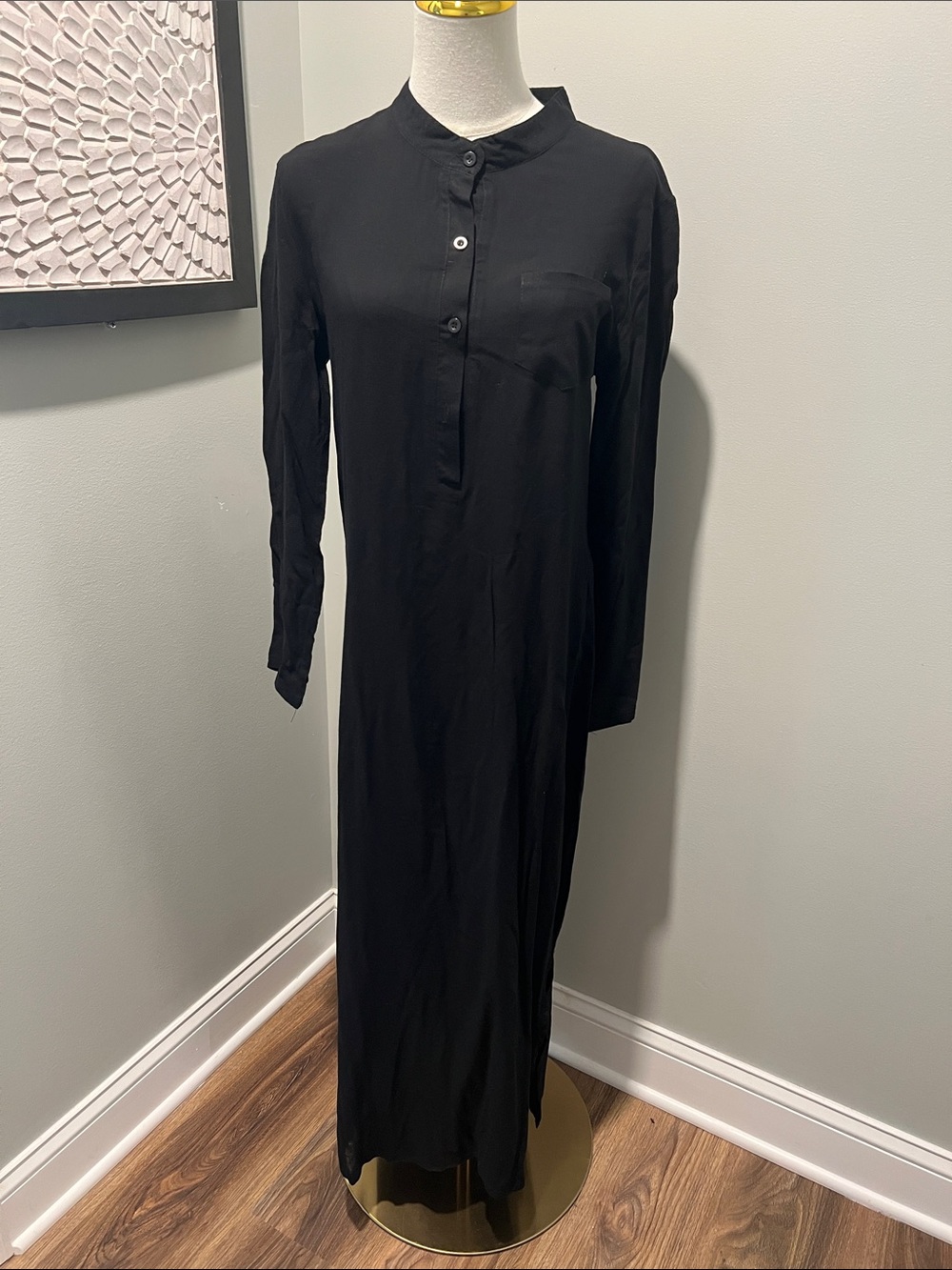 Classic Black Long Sleeve Maxi Dress